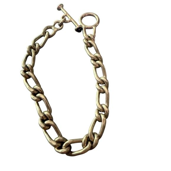 925 Sterling Silver Chunky Chainlink Toggle Bracelet - Picture 1 of 10